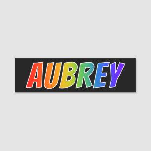 First Name "AUBREY": Fun Rainbow Colouring Tag