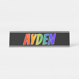 First Name "AYDEN": Fun Rainbow Colouring Desk Name Plate
