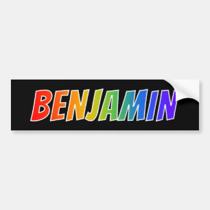 First Name "BENJAMIN": Fun Rainbow Colouring Bumper Sticker