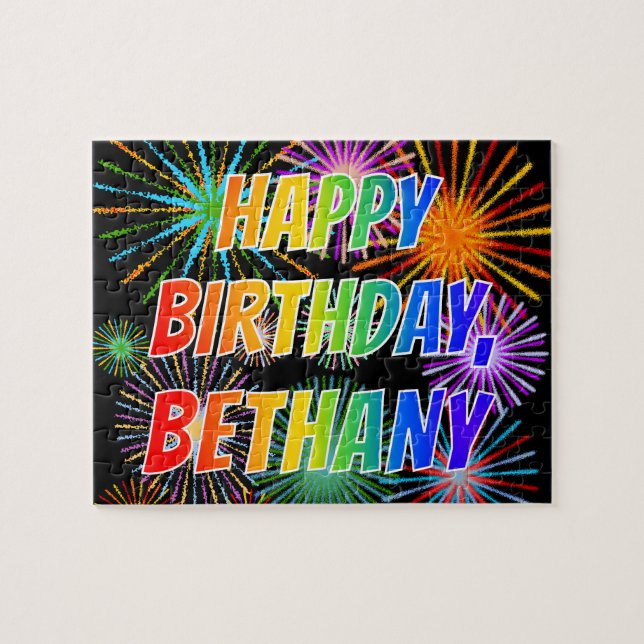 First Name "BETHANY", Fun "HAPPY BIRTHDAY" Jigsaw Puzzle (Horizontal)