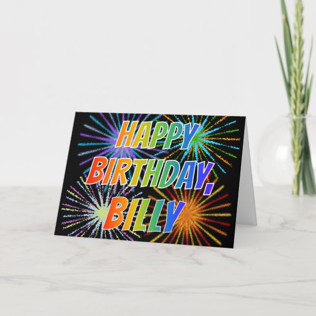 First Name "BILLY" Fun "HAPPY BIRTHDAY" Card (Front)