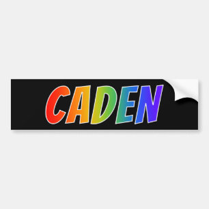 First Name "CADEN": Fun Rainbow Colouring Bumper Sticker