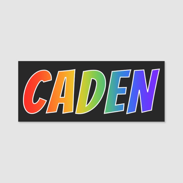 First Name "CADEN": Fun Rainbow Colouring Tag (Front)