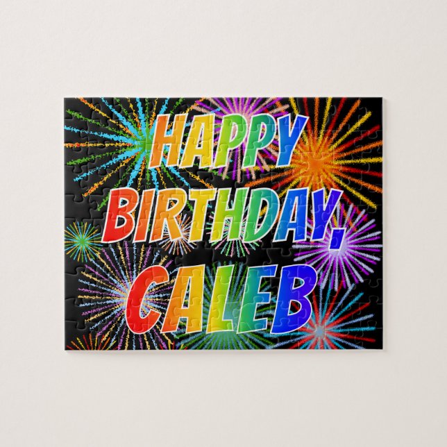 First Name "CALEB", Fun "HAPPY BIRTHDAY" Jigsaw Puzzle (Horizontal)