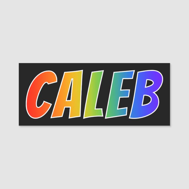 First Name "CALEB": Fun Rainbow Colouring Tag (Front)