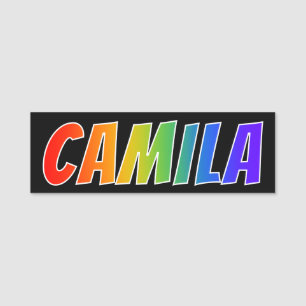 First Name "CAMILA": Fun Rainbow Colouring Name Tag
