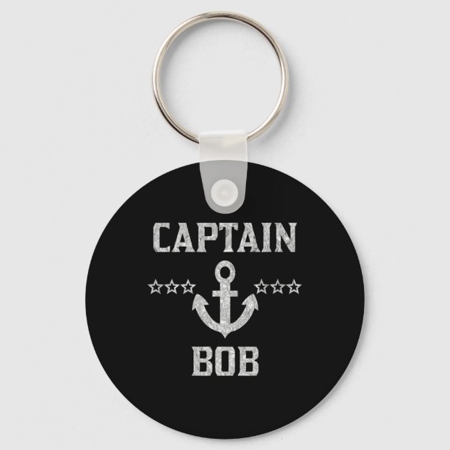 First Name Captain Bob Shirt Silver Personalised B Key Ring (Front)