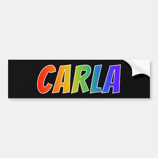 First Name "CARLA": Fun Rainbow Colouring Bumper Sticker (Front)