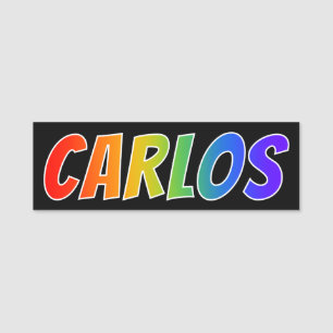 First Name "CARLOS": Fun Rainbow Colouring Tag