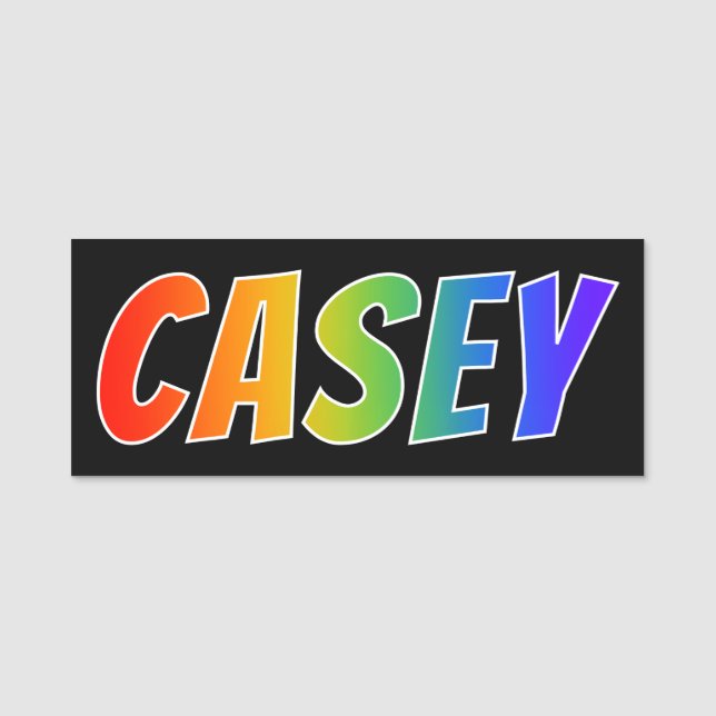 First Name "CASEY": Fun Rainbow Colouring Name Tag (Front)