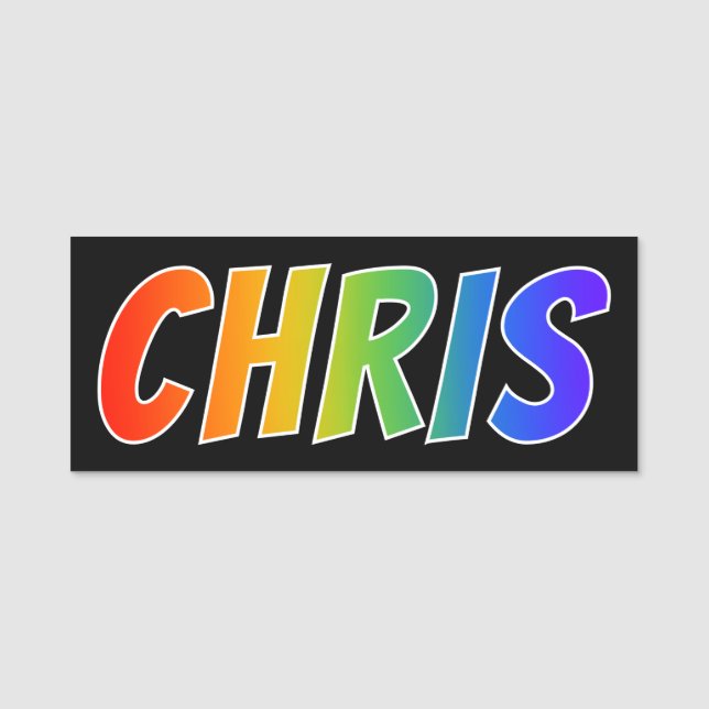 First Name "CHRIS": Fun Rainbow Colouring Name Tag (Front)