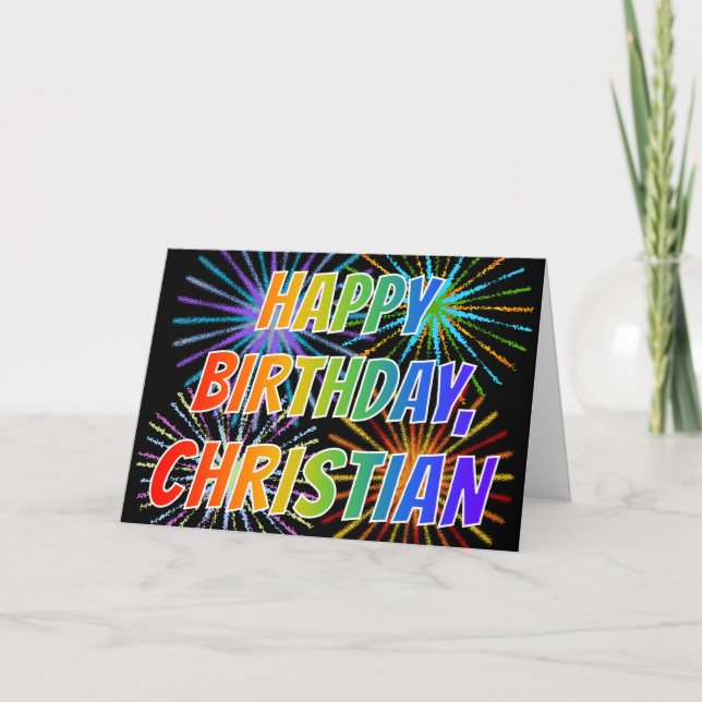 First Name "CHRISTIAN" Fun "HAPPY BIRTHDAY" Card (Front)