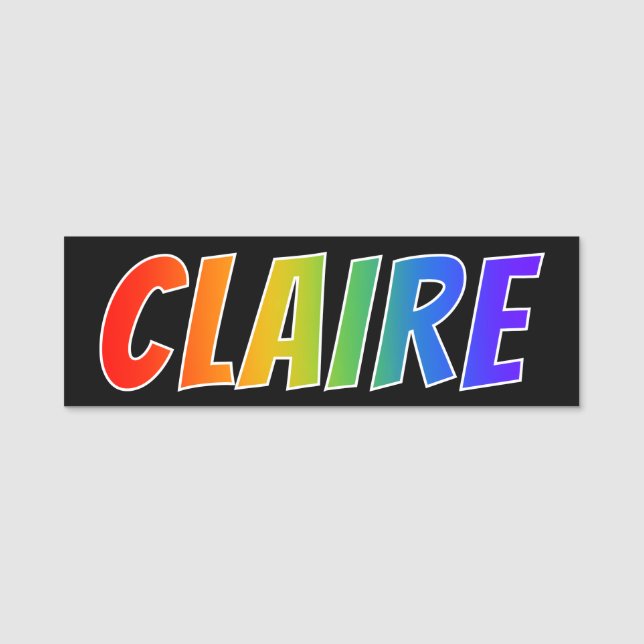 First Name "CLAIRE": Fun Rainbow Colouring Tag (Front)
