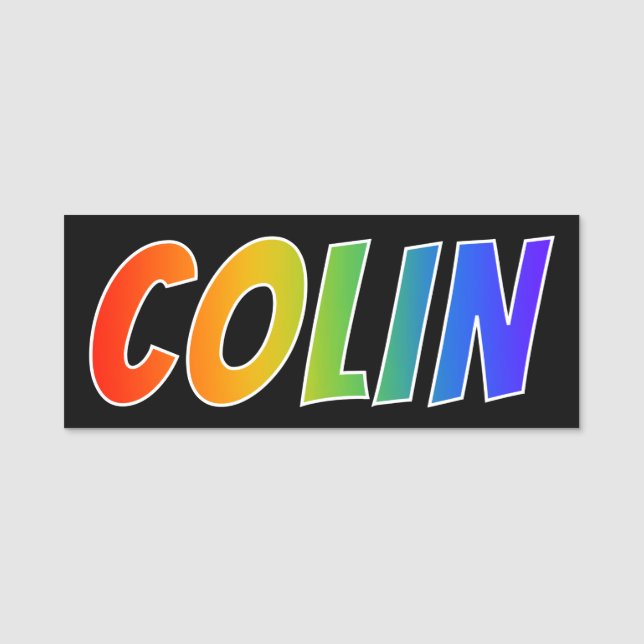 First Name "COLIN": Fun Rainbow Colouring Tag (Front)