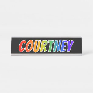 First Name "COURTNEY": Fun Rainbow Colouring Desk Name Plate