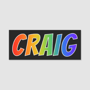 First Name "CRAIG": Fun Rainbow Colouring Name Tag