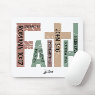 First Name   Cute Colourful Bible Verses Typograph Mouse Mat