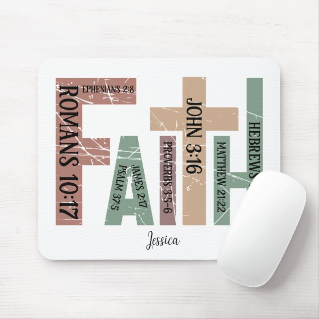First Name | Cute Colourful Bible Verses Typograph Mouse Mat (With Mouse)
