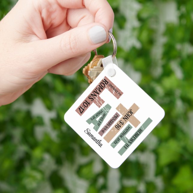 First Name Cute Colourful Bible Verses Typography Key Ring (Hand)