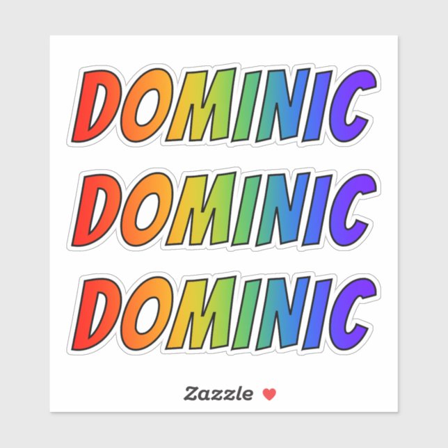 First Name "DOMINIC" w/ Fun Rainbow Colouring (Sheet)