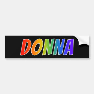 First Name "DONNA": Fun Rainbow Colouring Bumper Sticker
