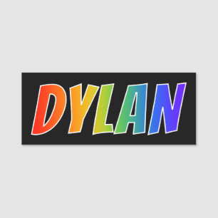 First Name "DYLAN": Fun Rainbow Colouring Tag