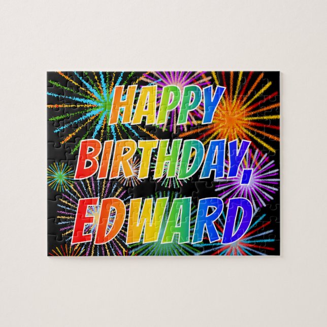 First Name "EDWARD", Fun "HAPPY BIRTHDAY" Jigsaw Puzzle (Horizontal)