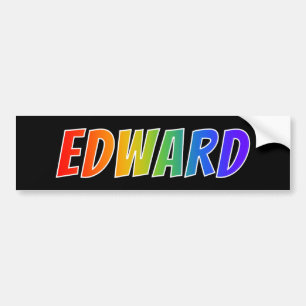 First Name "EDWARD": Fun Rainbow Colouring Bumper Sticker