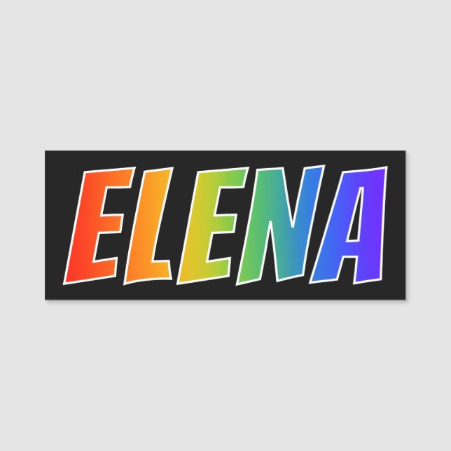 First Name "ELENA": Fun Rainbow Colouring Tag (Front)