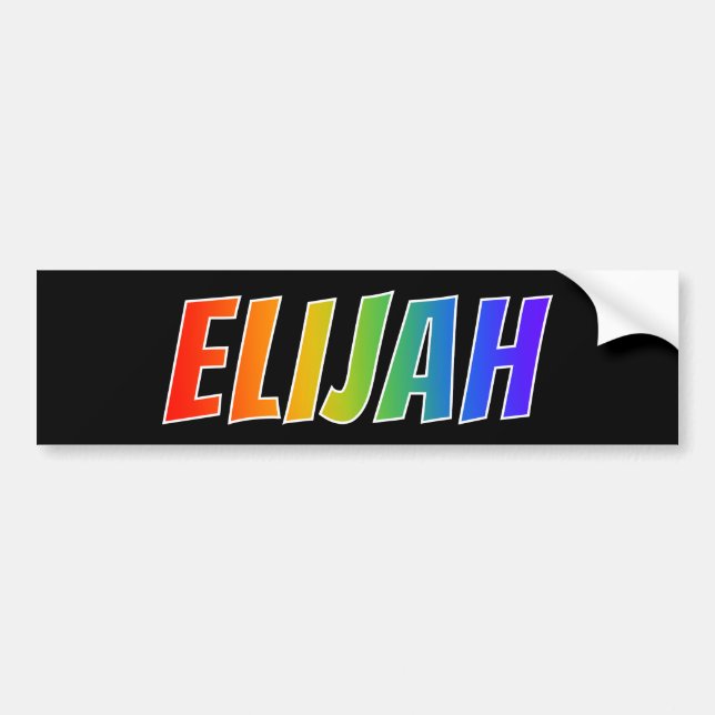 First Name "ELIJAH": Fun Rainbow Colouring Bumper Sticker (Front)