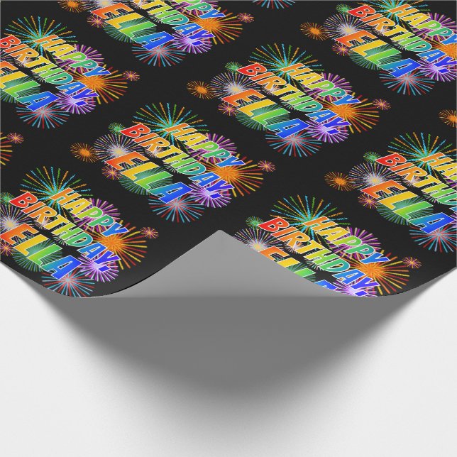 First Name "ELLA", Fun "HAPPY BIRTHDAY" Wrapping Paper (Corner)