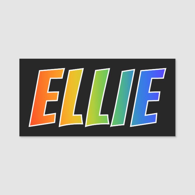 First Name "ELLIE": Fun Rainbow Colouring Tag (Front)