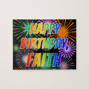 First Name "FAITH", Fun "HAPPY BIRTHDAY" Jigsaw Puzzle