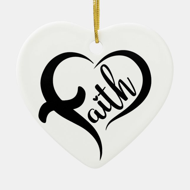 First Name | Faith Inspirational Black Typography Ceramic Tree Decoration (Front)