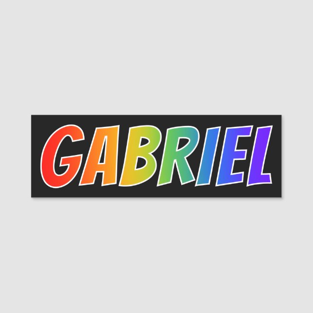 First Name "GABRIEL": Fun Rainbow Colouring Tag (Front)