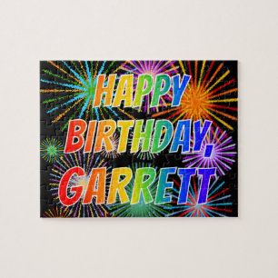 First Name "GARRETT", Fun "HAPPY BIRTHDAY" Jigsaw Puzzle