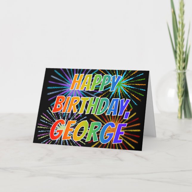 First Name "GEORGE" Fun "HAPPY BIRTHDAY" Card (Front)