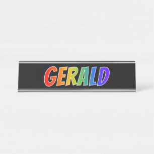 First Name "GERALD": Fun Rainbow Colouring Desk Name Plate
