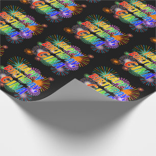 First Name "GINA", Fun "HAPPY BIRTHDAY" Wrapping Paper