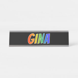 First Name "GINA": Fun Rainbow Colouring Desk Name Plate
