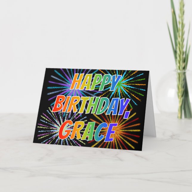First Name "GRACE" Fun "HAPPY BIRTHDAY" Card (Front)