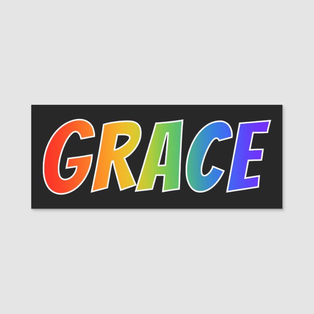 First Name "GRACE": Fun Rainbow Colouring Tag (Front)