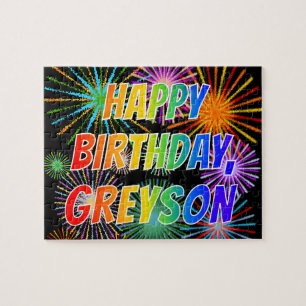 First Name "GREYSON", Fun "HAPPY BIRTHDAY" Jigsaw Puzzle