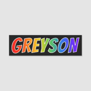 First Name "GREYSON": Fun Rainbow Colouring Name Tag