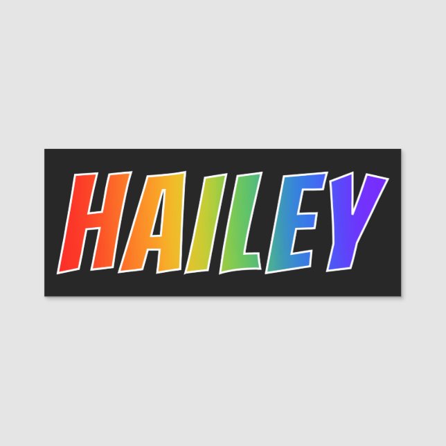 First Name "HAILEY": Fun Rainbow Colouring Tag (Front)