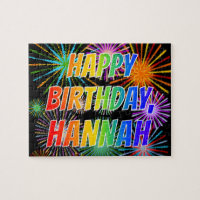 First Name "HANNAH", Fun "HAPPY BIRTHDAY"