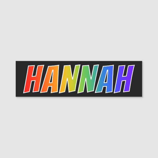 First Name "HANNAH": Fun Rainbow Colouring Tag (Front)