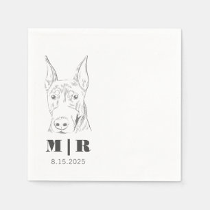 First Name Initials Doberman Wedding Napkins
