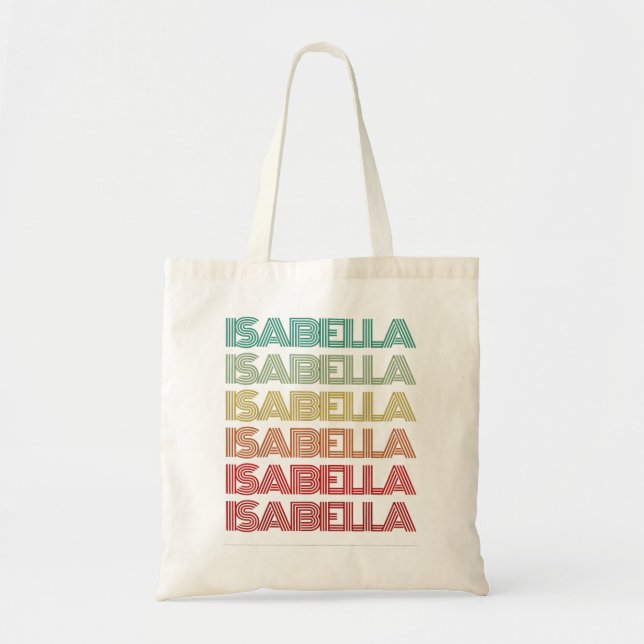 First Name ISABELLA Girl Retro Personalised Groovy Tote Bag (Front)