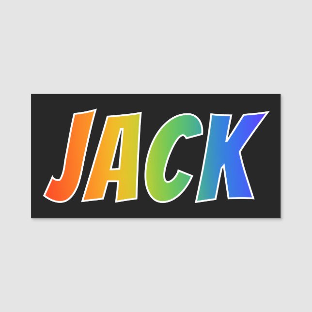 First Name "JACK": Fun Rainbow Colouring Name Tag (Front)